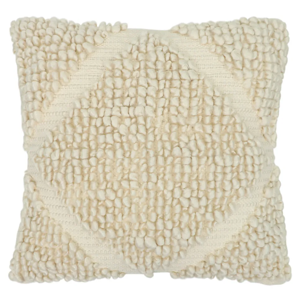 Housse de coussin coton tufté Bammy blanc cassé l.45 x H.45cm GoodHome