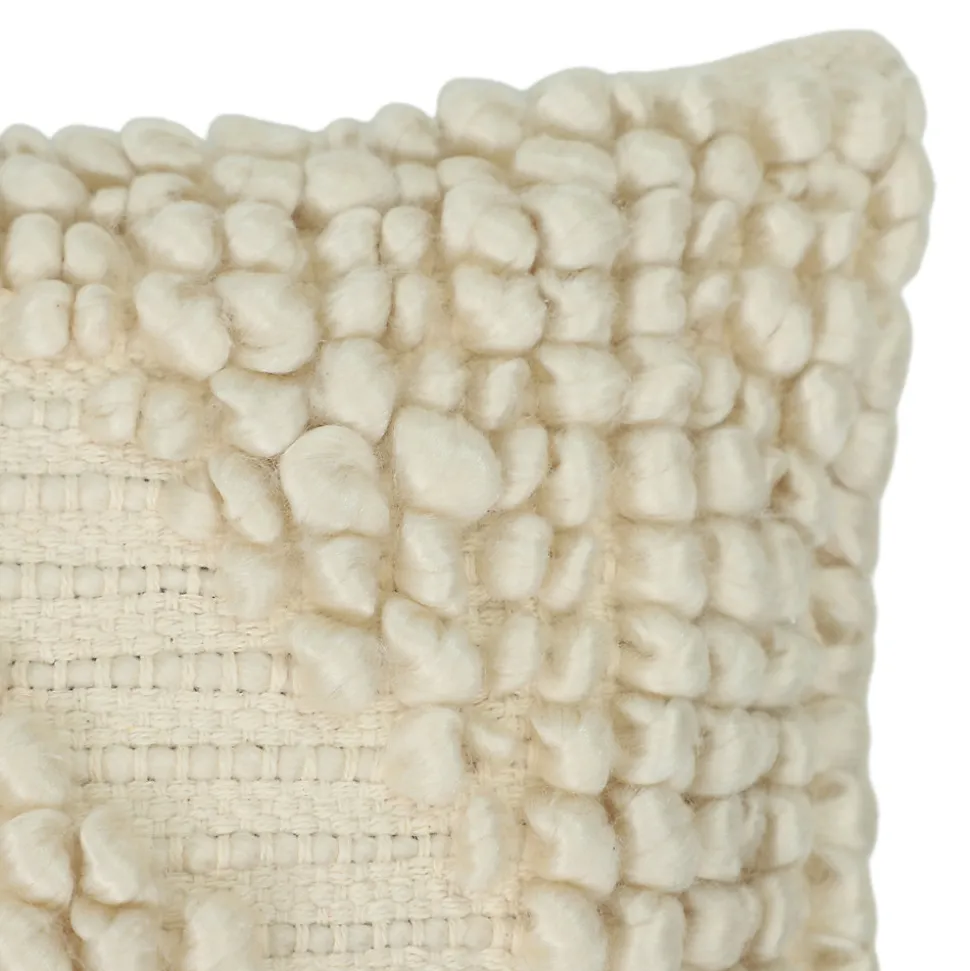Housse de coussin coton tufté Bammy blanc cassé l.45 x H.45cm GoodHome