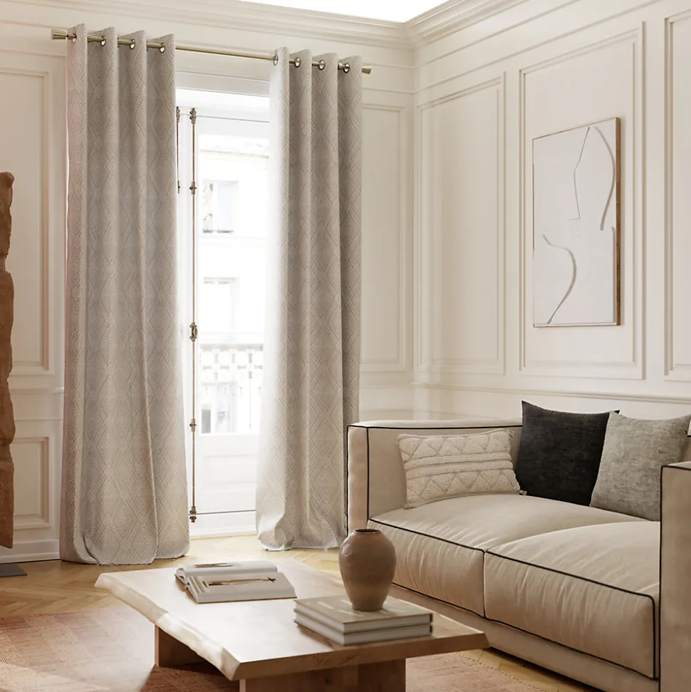 Housse de coussin coton tufté Manille imprimé bohème beige 50 x 30 cm GoodHome