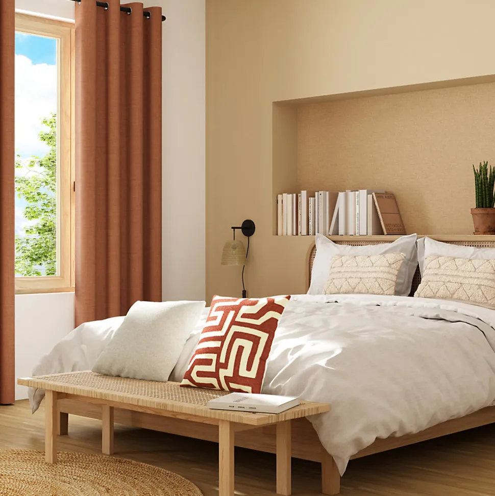 Housse de coussin coton tufté Manille imprimé bohème beige 50 x 30 cm GoodHome