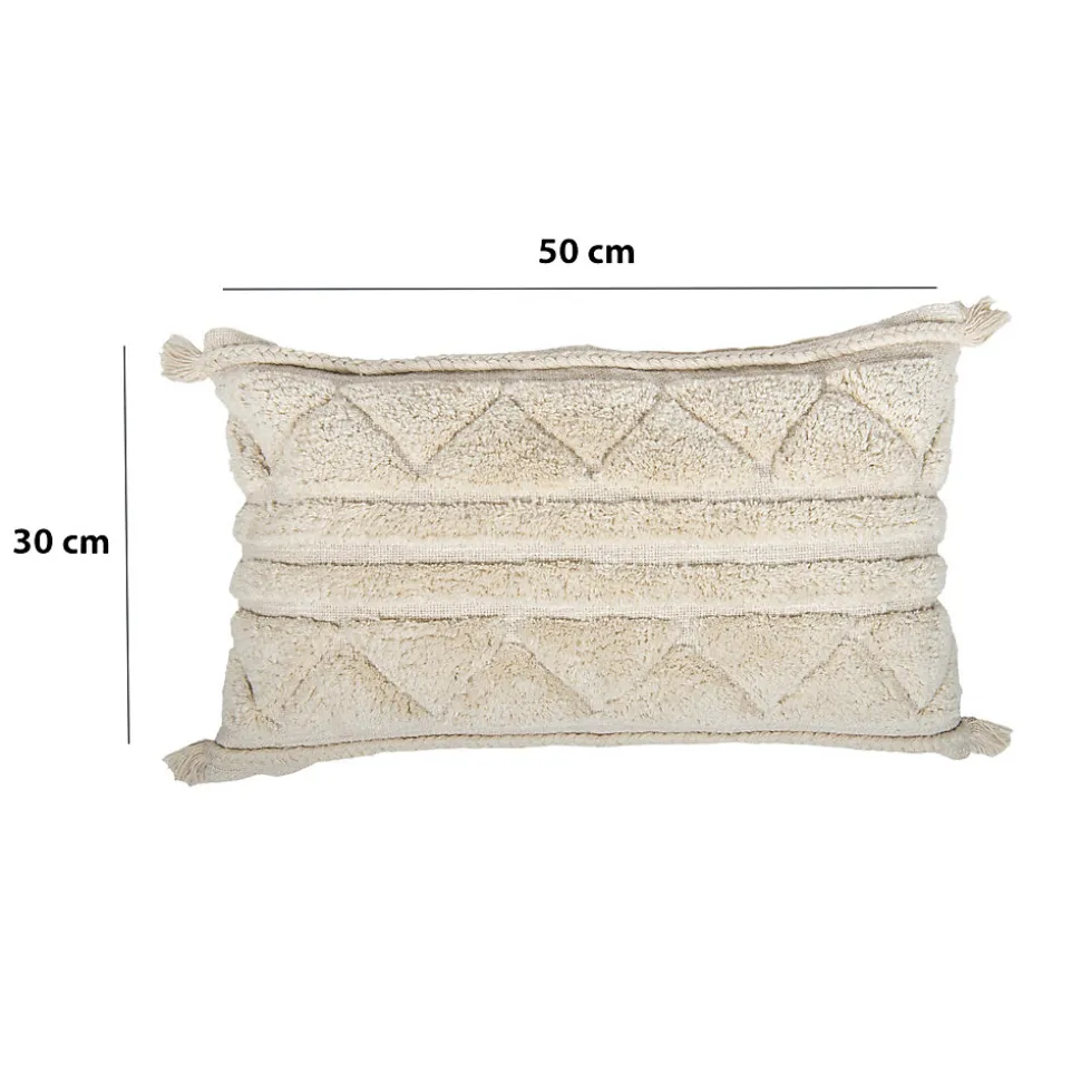 Housse de coussin coton tufté Manille imprimé bohème beige 50 x 30 cm GoodHome