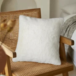 Housse de coussin effet fourrure Bolu blanc l.45 x H.45cm GoodHome