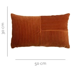 Housse de coussin effet velours cotelé Gareta terracotta l.50 x H.30cm GoodHome