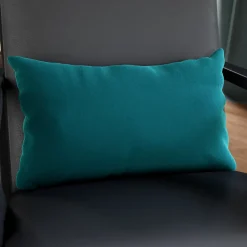 Housse de coussin effet velours Valgreta bleu canard l.50 x H.30cm GoodHome