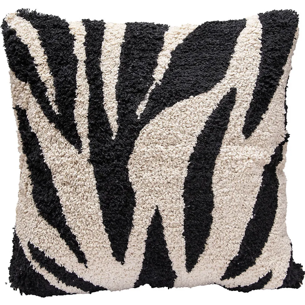 Housse de coussin en coton tufté rayés blanc et noir 45 x 45cm Zélie, Deko & Co