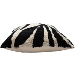 Housse de coussin en coton tufté rayés blanc et noir 45 x 45cm Zélie, Deko & Co