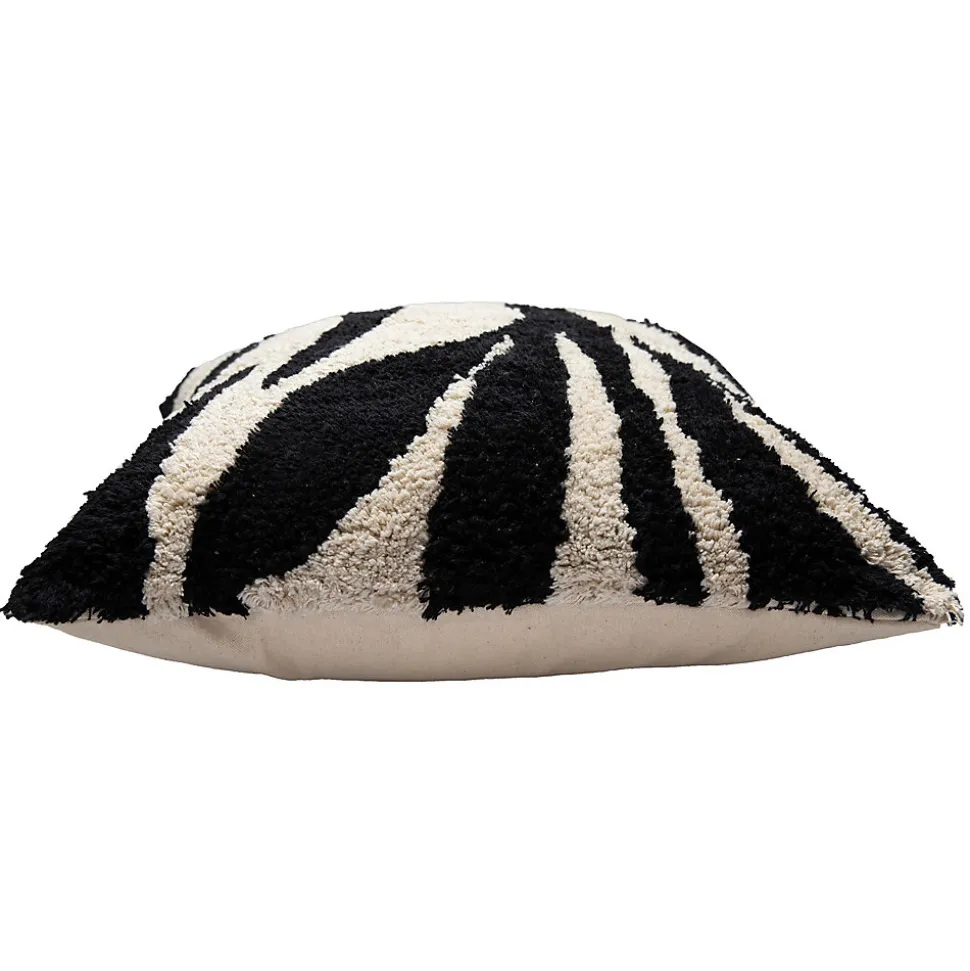 Housse de coussin en coton tufté rayés blanc et noir 45 x 45cm Zélie, Deko & Co