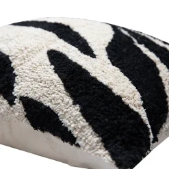 Housse de coussin en coton tufté rayés blanc et noir 45 x 45cm Zélie, Deko & Co