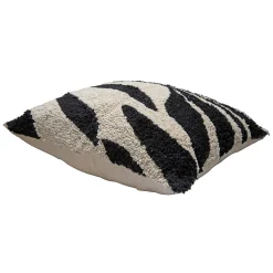 Housse de coussin en coton tufté rayés blanc et noir 45 x 45cm Zélie, Deko & Co