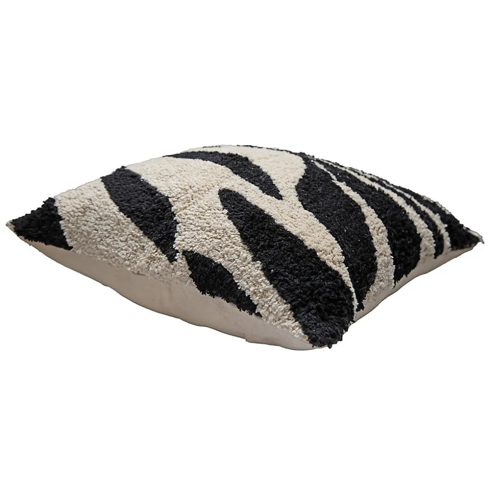 Housse de coussin en coton tufté rayés blanc et noir 45 x 45cm Zélie, Deko & Co
