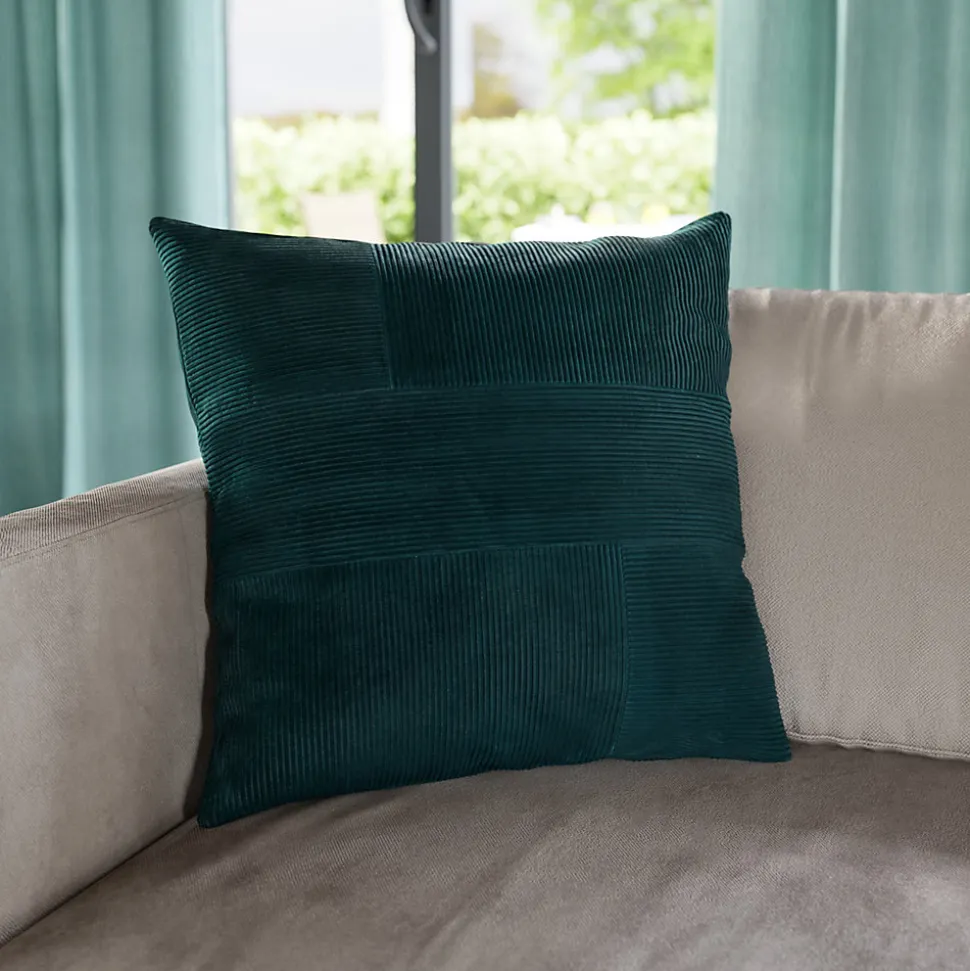 Housse de coussin en coton Ambur vert foncé l.45 x H.45cm GoodHome