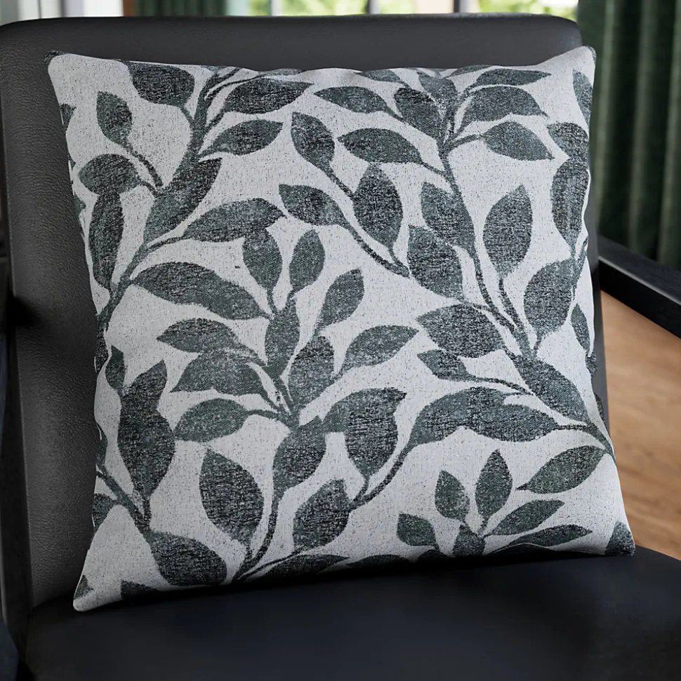 Housse de coussin en coton Batam imprimé fleuri vert l.45 x H.45cm GoodHome