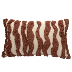 Housse de coussin en coton tufté rayés blanc et noir 30 x 50cm Zéline, Deko & Co