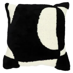 Housse de coussin en coton Aizu imprimé géométrique noir et blanc l.45 x H.45cm GoodHome