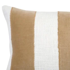 Housse de coussin en coton Kolar rayures blanc et beige l.50 x H.30cm GoodHome