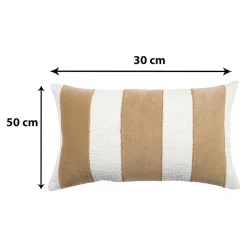 Housse de coussin en coton Kolar rayures blanc et beige l.50 x H.30cm GoodHome