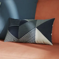 Housse de coussin en coton Corton imprimé géométrique bleu 50 x 30 cm GoodHome