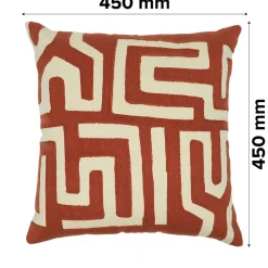 Housse de coussin en coton Manado imprimé géométrique terracotta et blanc l.45 x H.45cm GoodHome