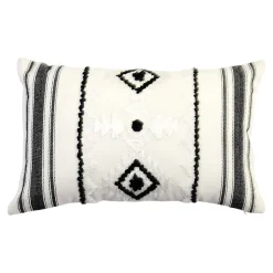 Housse de coussin en coton Sirsa imprimé bohème noir et blanc l.50 x H.30 GoodHome