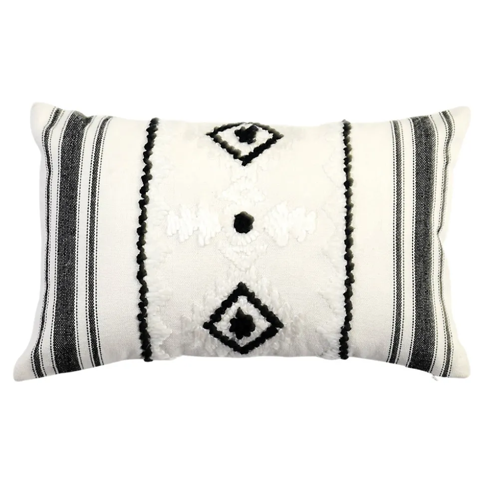 Housse de coussin en coton Sirsa imprimé bohème noir et blanc l.50 x H.30 GoodHome