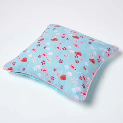 Housse de coussin en coton oiseaux et fleurs, 45 x 45 cm - HOMESCAPES