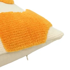 Housse de coussin en coton Arribas effet velours blanc et jaune l.45 x H.45cm GoodHome