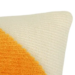 Housse de coussin en coton Arribas effet velours blanc et jaune l.45 x H.45cm GoodHome