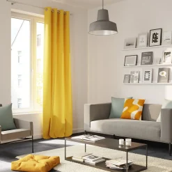 Housse de coussin en coton Arribas effet velours blanc et jaune l.45 x H.45cm GoodHome