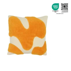 Housse de coussin en coton Arribas effet velours blanc et jaune l.45 x H.45cm GoodHome
