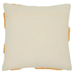 Housse de coussin en coton Arribas effet velours blanc et jaune l.45 x H.45cm GoodHome