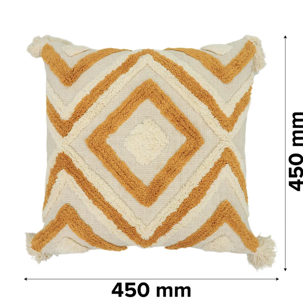 Housse de coussin en coton Sivas imprimé bohème camel et blanc cassé l.45 x H.45cm GoodHome