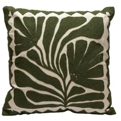 Housse de coussin en coton fleuri vert et blanc cassé 45 x 45cm Petunia, Deko & Co