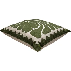 Housse de coussin en coton fleuri vert et blanc cassé 45 x 45cm Petunia, Deko & Co
