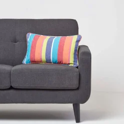 Housse de coussin en coton à rayures multicolores, 30 x 50 cm - HOMESCAPES