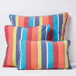 Housse de coussin en coton à rayures multicolores, 30 x 50 cm - HOMESCAPES