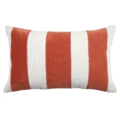 Housse de coussin en coton Kolar rayures terracotta et blanc l.50 x H.30cm GoodHome