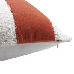 Housse de coussin en coton Kolar rayures terracotta et blanc l.50 x H.30cm GoodHome