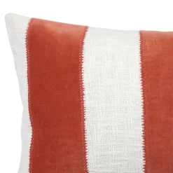 Housse de coussin en coton Kolar rayures terracotta et blanc l.50 x H.30cm GoodHome