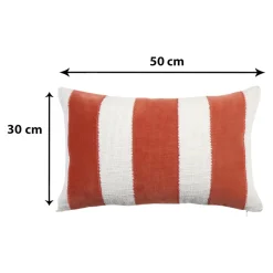 Housse de coussin en coton Kolar rayures terracotta et blanc l.50 x H.30cm GoodHome