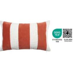Housse de coussin en coton Kolar rayures terracotta et blanc l.50 x H.30cm GoodHome