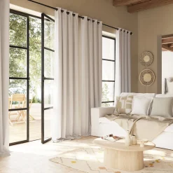 Housse de coussin en coton Hapur imprimé géométrique blanc et beige l.45 x H.45cm GoodHome