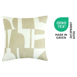 Housse de coussin en coton Hapur imprimé géométrique blanc et beige l.45 x H.45cm GoodHome