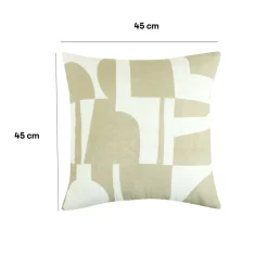 Housse de coussin en coton Hapur imprimé géométrique blanc et beige l.45 x H.45cm GoodHome