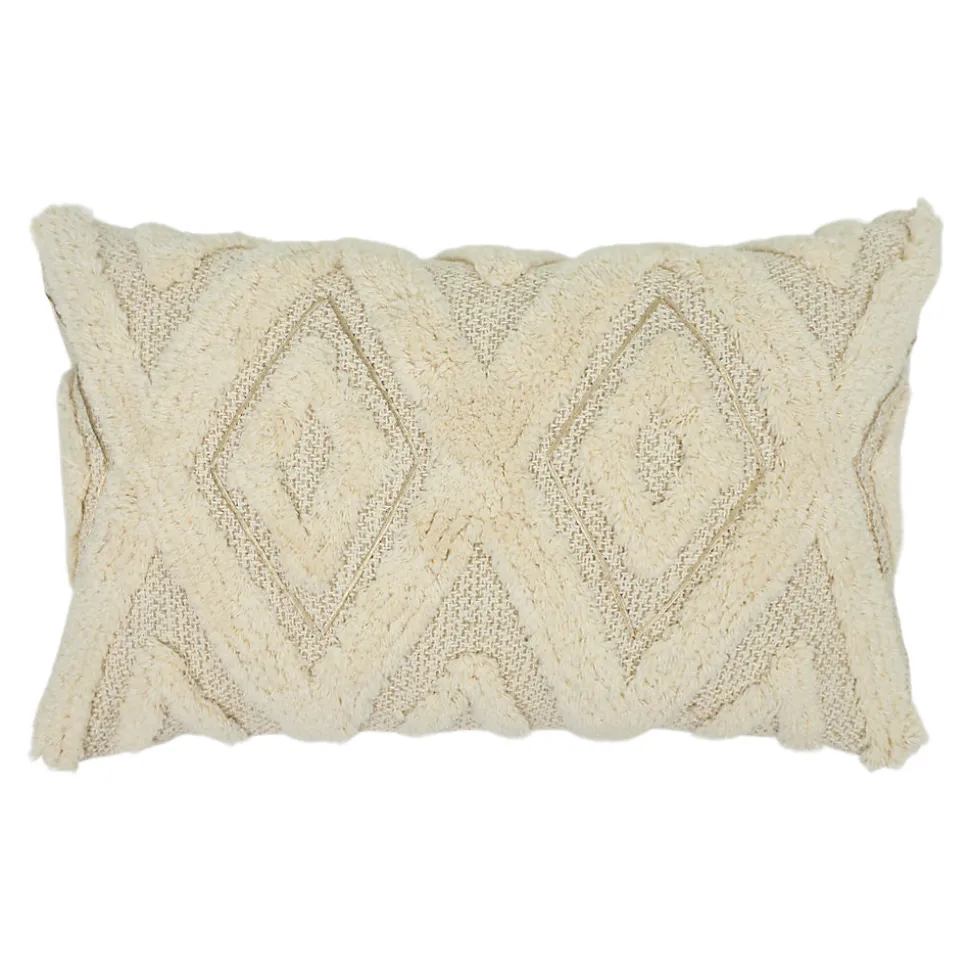 Housse de coussin en coton tufté Teply beige et doré l.50 x H.30cm GoodHome