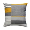 Housse de coussin en coton Sunam imprimé géométrique jaune et gris l.45 x H.45cm GoodHome
