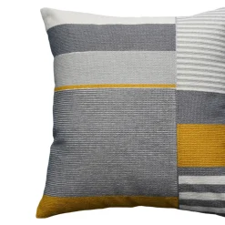 Housse de coussin en coton Sunam imprimé géométrique jaune et gris l.45 x H.45cm GoodHome