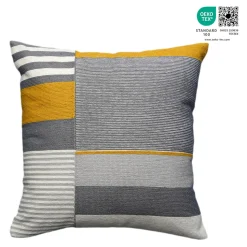 Housse de coussin en coton Sunam imprimé géométrique jaune et gris l.45 x H.45cm GoodHome