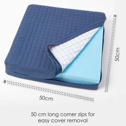 Housse de coussin en coton pour coussin d'assise, bleu marine - HOMESCAPES