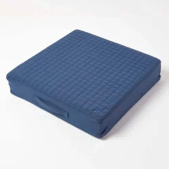 Housse de coussin en coton pour coussin d'assise, bleu marine - HOMESCAPES