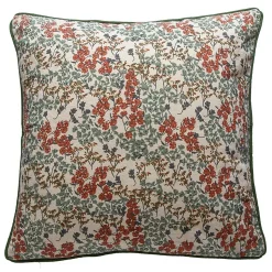 Housse de coussin en coton fleuri liberty Piping vert, bleu, orange L.40 x l.40cm Deko & Co